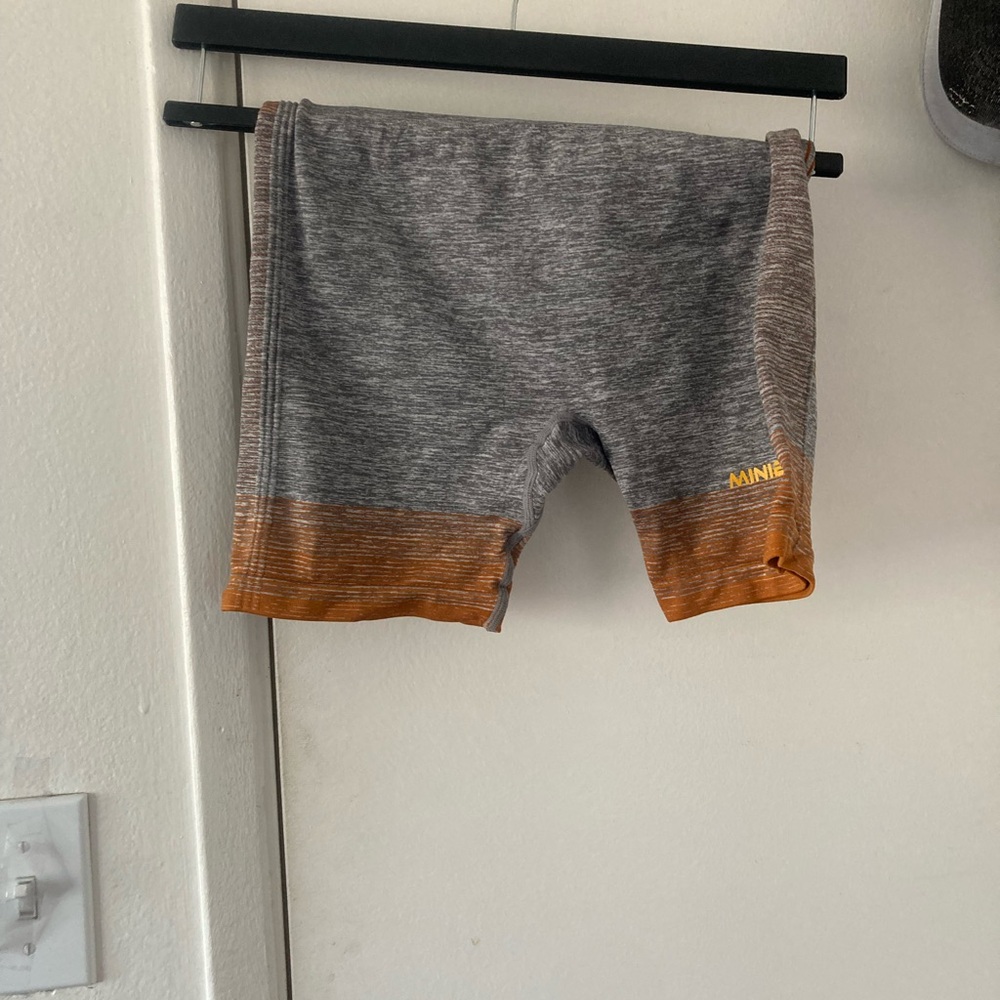 Gray and Orange Athletic Shorts for Active Wear